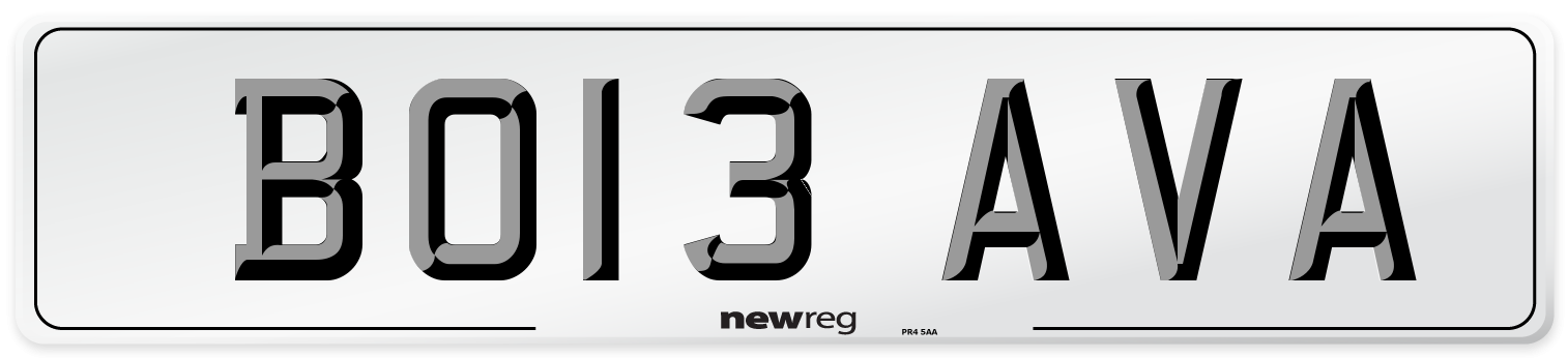 BO13 AVA Number Plate from New Reg